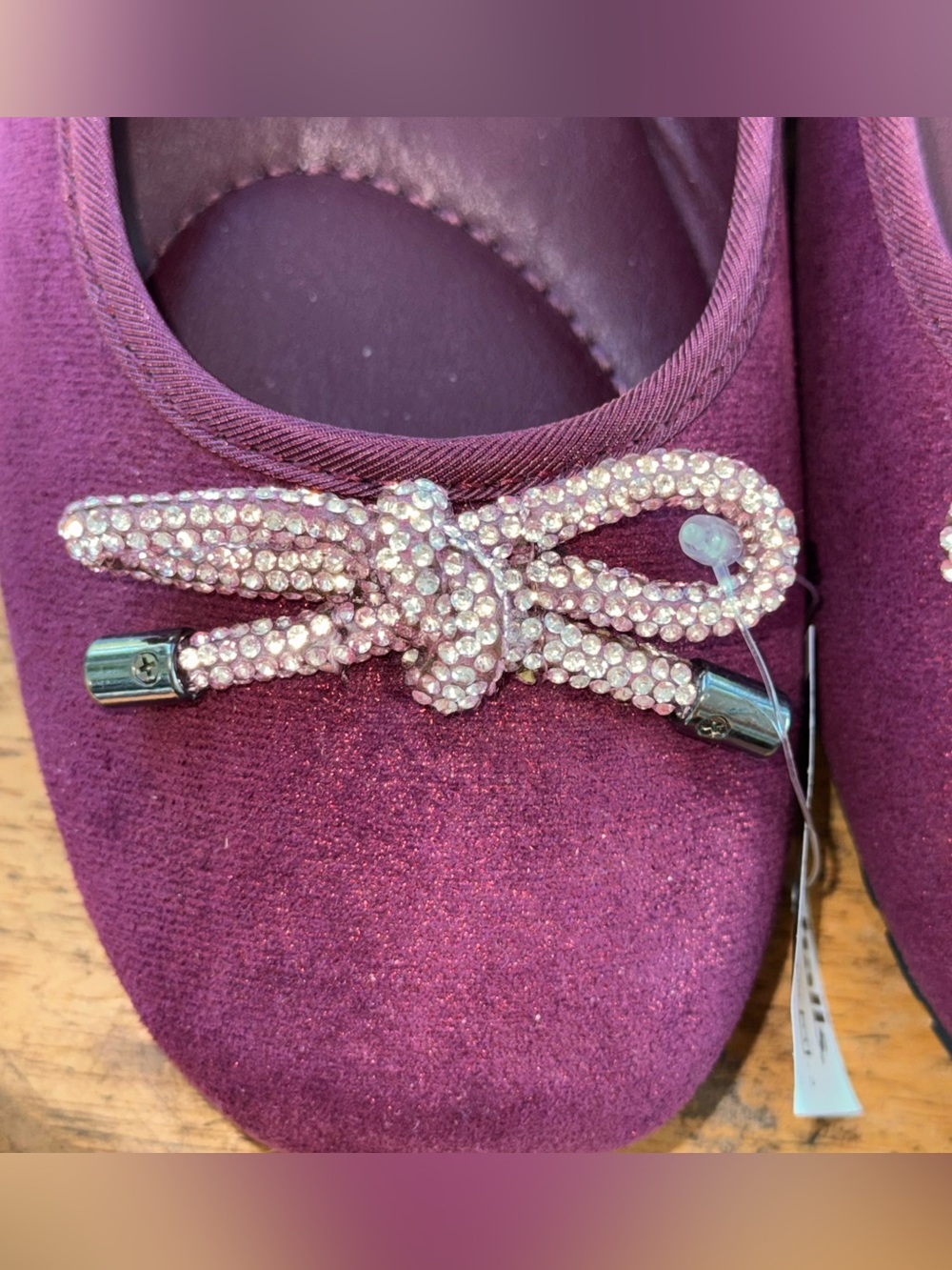 Kenneth Cole Reaction Elstree Jewel Ballet Flats Women 7 Burgundy Rhinestone NWT - Picture 7 of 16